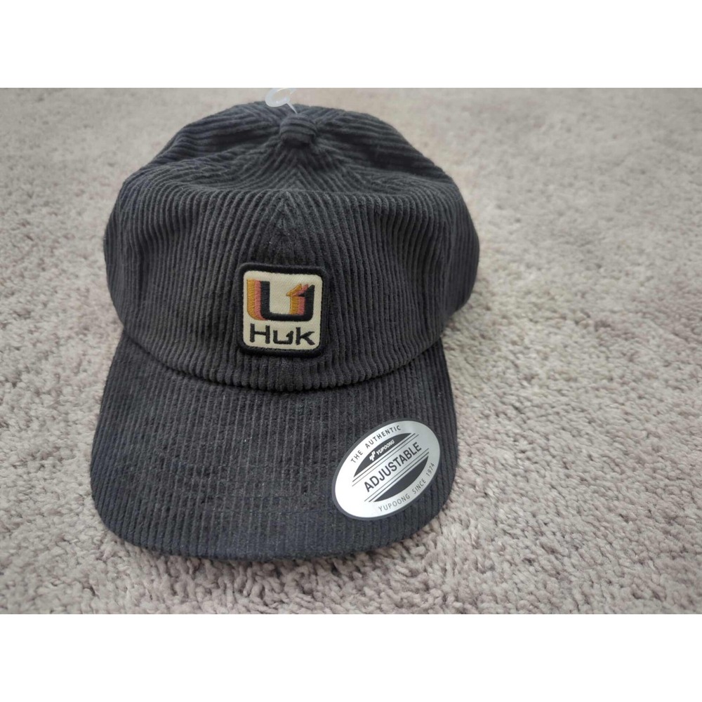 Huk Baseball Cap Hat Mens OSFM Black Corduroy Cord The Classics Adjustable NWT
